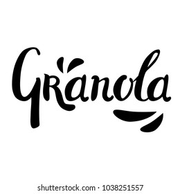 Granola lettering black vector logo design on white background