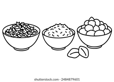Granola line art design charming breakfast collection