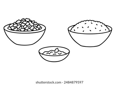 Granola line art illustration stylish breakfast decor