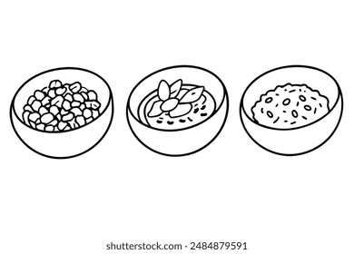 Granola monochrome line art elegant breakfast vessels