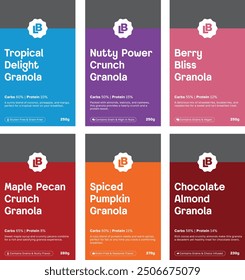 Granola Protein Healthy Food Label Design Packaging Colorful