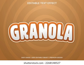 plantilla de efecto de texto granola con fondo abstracto, plantilla editable utilizada para el logotipo de negocios