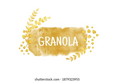 Granola watercolor logo design. vector illustration