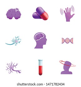Granpa alzheimer disease icon set. Cartoon set of 9 granpa alzheimer disease vector icons for web design isolated on white background