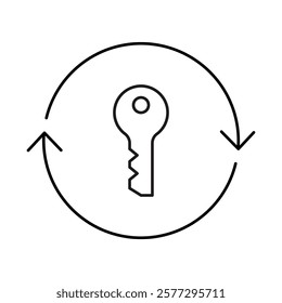 Grant Access Icon – Key in a Cycle Representing Secure Access Management and Authentication