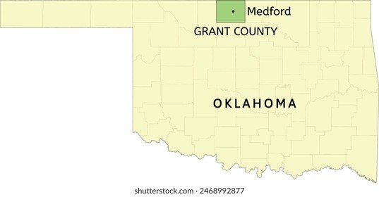 Grant County and city of Medford location on Oklahoma state map