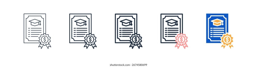 Conceder diferentes iconos de estilo de Ilustración vectorial.
