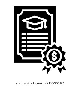 Ilustración vectorial de diseño de glifo de icono de subvención