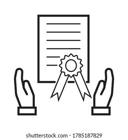 Grant Icon Vector. Certificate, Diploma Symbol In Outline Style. Successful Graduation Illustration. Thesis Defense Sign