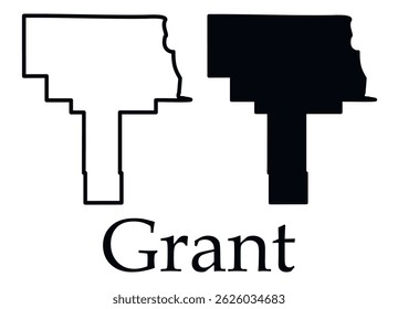Mapa da cidade de Grant (Novo México) com contorno preto vetor