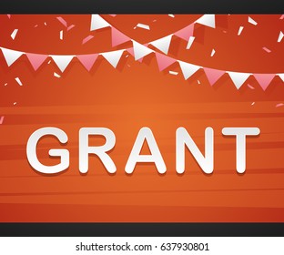 Grant on red background with triangle flags for Mobile, Web