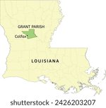 Grant Parish and town of Colfax location on Louisiana state map