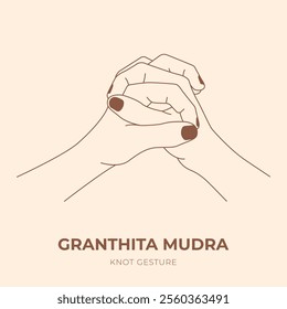 GRANTHITA MUDRA. YOGA. Yogic hand gesture. Yoga hand mudra.