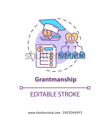Grantmanship concept icon. Top business consulting service idea thin line illustration. Acquiring financial grants. Funding structures. Vector isolated outline RGB color drawing. Editable stroke