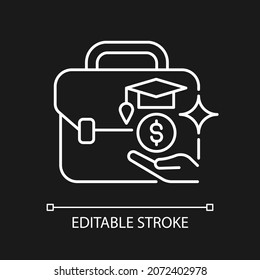 Grants For Employee Training White Linear Icon For Dark Theme. Small Business Incentives. Thin Line Customizable Illustration. Isolated Vector Contour Symbol For Night Mode. Editable Stroke