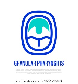 Granular pharyngitis. Thin line icon. Open mouth. Healthcare and medical vector illustration.