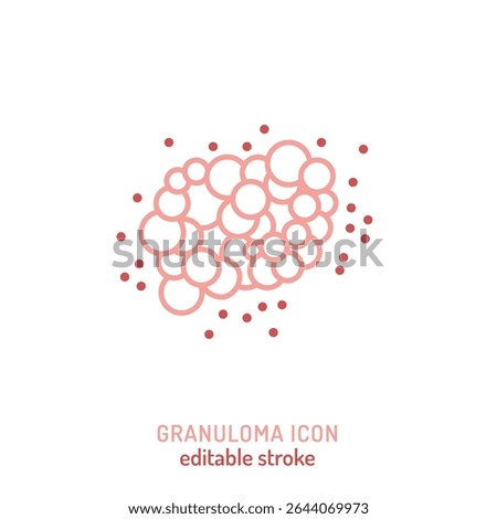Granuloma icon. Editable vector illustration of clustered immune cell inflammation. Used in pathology, chronic disease research, and medical education on sarcoidosis, TB, and autoimmune conditions.