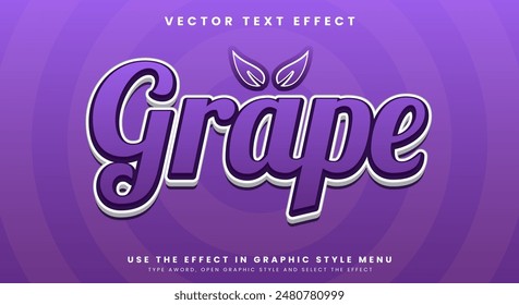 Grape 3d editable text effect Template suitable for nature theme