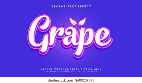 Grape 3d editable text effect Template suitable for fresh fruit concept