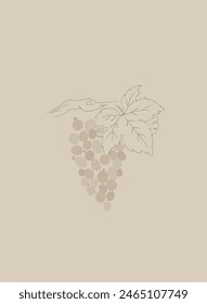 Grape atmospheric concept in flat cartoon design. The illustration shows a bunch of grapes, which is one of the symbols in Christian legends, made in a simple modern style. Vector illustration.