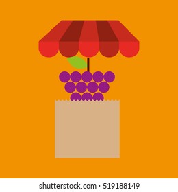 grape bag filled fruit offer design vector illustration eps 10