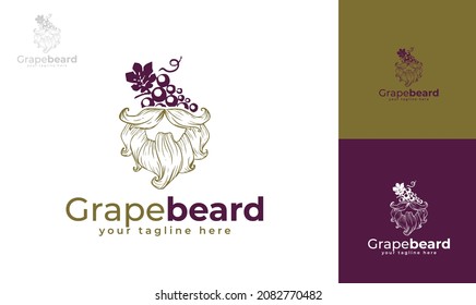 Grape beard logo design. vector