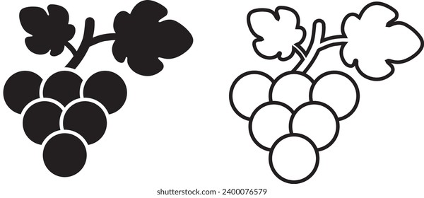 grape black and white outline icon vector icon illustration