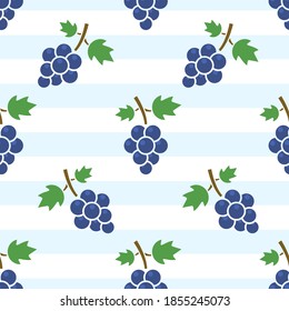Grape blue seamless pattern with lines vector white background. Simple fruit illustration. Fresh healthy food concept.