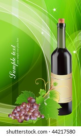  grape and bottle of wine, vector