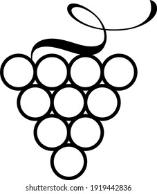 grape branch icon and logo, black graphic silhouette