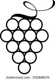 grape branch icon and logo, black graphic silhouette