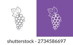 grape branch icon, vector image
