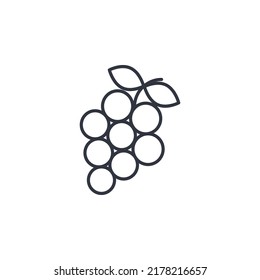 Grape branch line icon isolated vector illustration. Bunch berries clipart. Simple berry bunch with foliage linear simple silhouette. Healthy organic food wine material