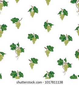 Grape branch seamless pattern. Wine yard natural fruit ornament. Food background.