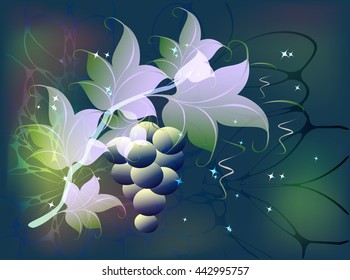 Grape branch with stars. EPS10 vector illustration