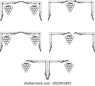 Grape brunch decorative frame element 