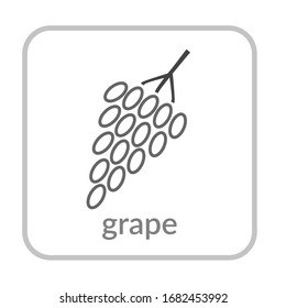 Icono de racimo de uva. Berry gris, señal plana de contorno, fondo blanco aislado. Símbolo viñedo, bebida alcohólica. Nutrición sanitaria, fruta ecológica. Contorno. Desre orgánico nutritivo Ilustración vectorial