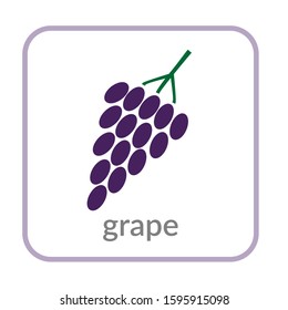 Grape bunch icon. Purple berry, outline flat sign, isolated white background. Symbol vineyard, alcohol drink. Health nutrition, eco food fruit. Contour. Nutritious organic dessert Vector illustration