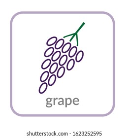 Grape bunch icon. Purple berry, outline flat sign, isolated white background. Symbol vineyard, alcohol drink. Health nutrition, eco food fruit. Contour. Nutritious organic dessert Vector illustration