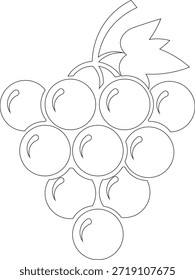 Grape Bunch Illustration A stylized illustration presents a close-up view of a plump grape bunch with distinct leaves, suggesting the freshness and natural appeal of the fruit.