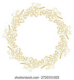 Grape Bunch Wreath, Vineyard Wine Label Art. Wine, Grape Wreath, Elegant Food Frame. Vineyard Wreath Illustration, Packaging, Menus