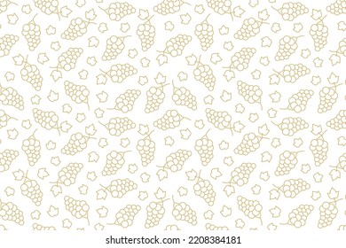 grape bunches with leaves seamless golden pattern, great for wrapping, textile, wallpaper, greeting card- vector illustration