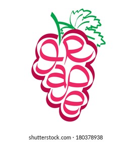 Caligrafía de uva, tipografía. Caligrafía de frutas. Caligrafía de Berry. Tipografía de frutas.