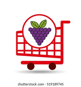 grape cart shopping graphic vector illustration eps 10