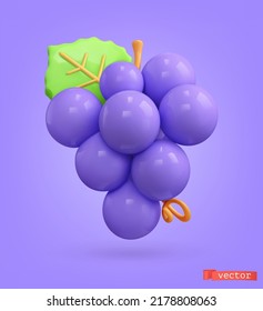 Grape cartoon 3d vector icon