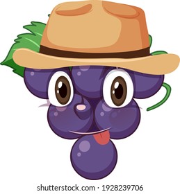Grape cartoon character with facial expression illustration