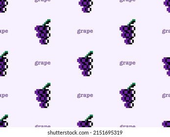 Grape cartoon character seamless pattern on purple background.