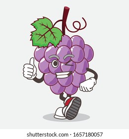 Grape cartoon mascot character making Thumbs up gesture
