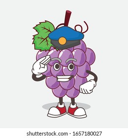 Grape cartoon mascot character working as a Police officer