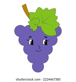 Grape Cartoon . Vector Illustration.happy blue grape fruit cute character